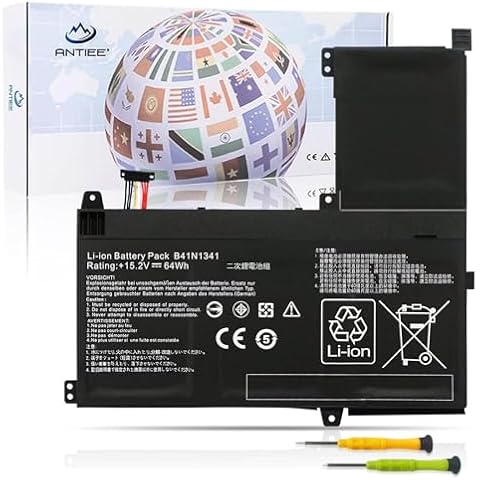 ANTIEE B41N1341 Laptop Battery Compatible with ASUS Q502L Q502LA Q502LA-BBI5T12 Q502LA-BBI5T14 Q502LA-BSI5T14 Q502LA-BBI5T15 Series Notebook 0B200-00960000 15.2V 64Wh 4110mAh Cover