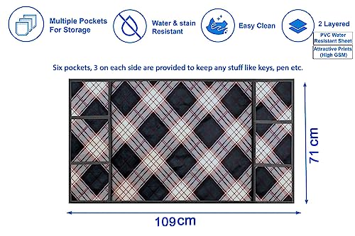 Image of Stylista Refridgerator top Cover Suitable for Samsung RR21C2F25HS /HL, 189 Liter Fridge, Dimension (WXD) 71x109 CM, Checkered Pattern Cream