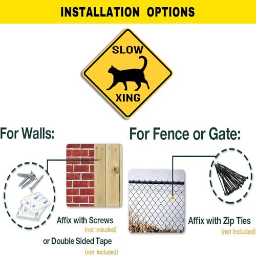 Image of Cat Xing Crossing Sign Black Cat Metal Signs Yellow Street Sign 12X12inch | Novelty Home Yard Wall Decor Indoor& Outdoor