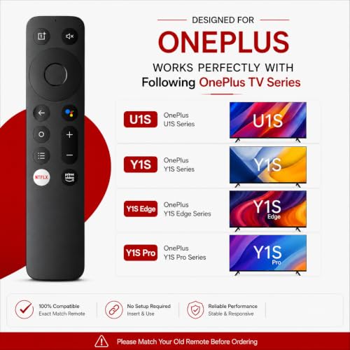 Image of K2 Remote Compatible for OnePlus Smart TV - Replacement for U1S, Y1S, Y1S Edge & Y1S Pro 4K UHD Android TVs | Non Voice Control | 1 Year Warranty | Exact Match Required