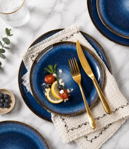 Image of AmorArc Ceramic Dinnerware Sets for 6, 18Pcs Plates and Bowls Sets Dishes | Stoneware Handmade Reactive Glaze Dinner Set, Highly Scratch Resistant | Dishwasher & Microwave Safe Dishware