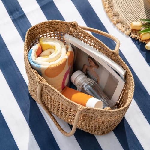 Straw Beach Tote Bag, Rattan Handmade Shoulder Handbags For Women, Vintage - image 2