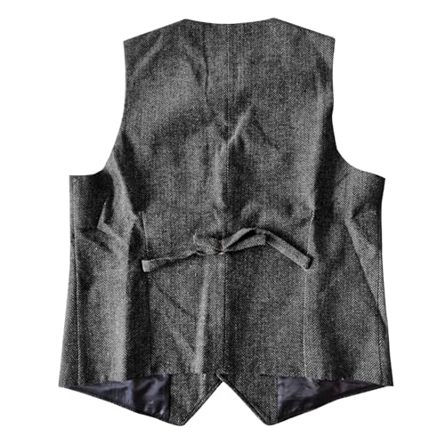 Men's Herringbone Tweed Suit Vest Single Breasted Slim Fit V-Neck Waistcoat 2025 Dress Business Vests with 3 Pockets2