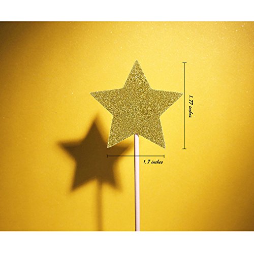 Bilipala Gold Star Cake Cupcake Decorations Toppers Picks Supplies, Appetizer Picks, 30 Counting #TOP1