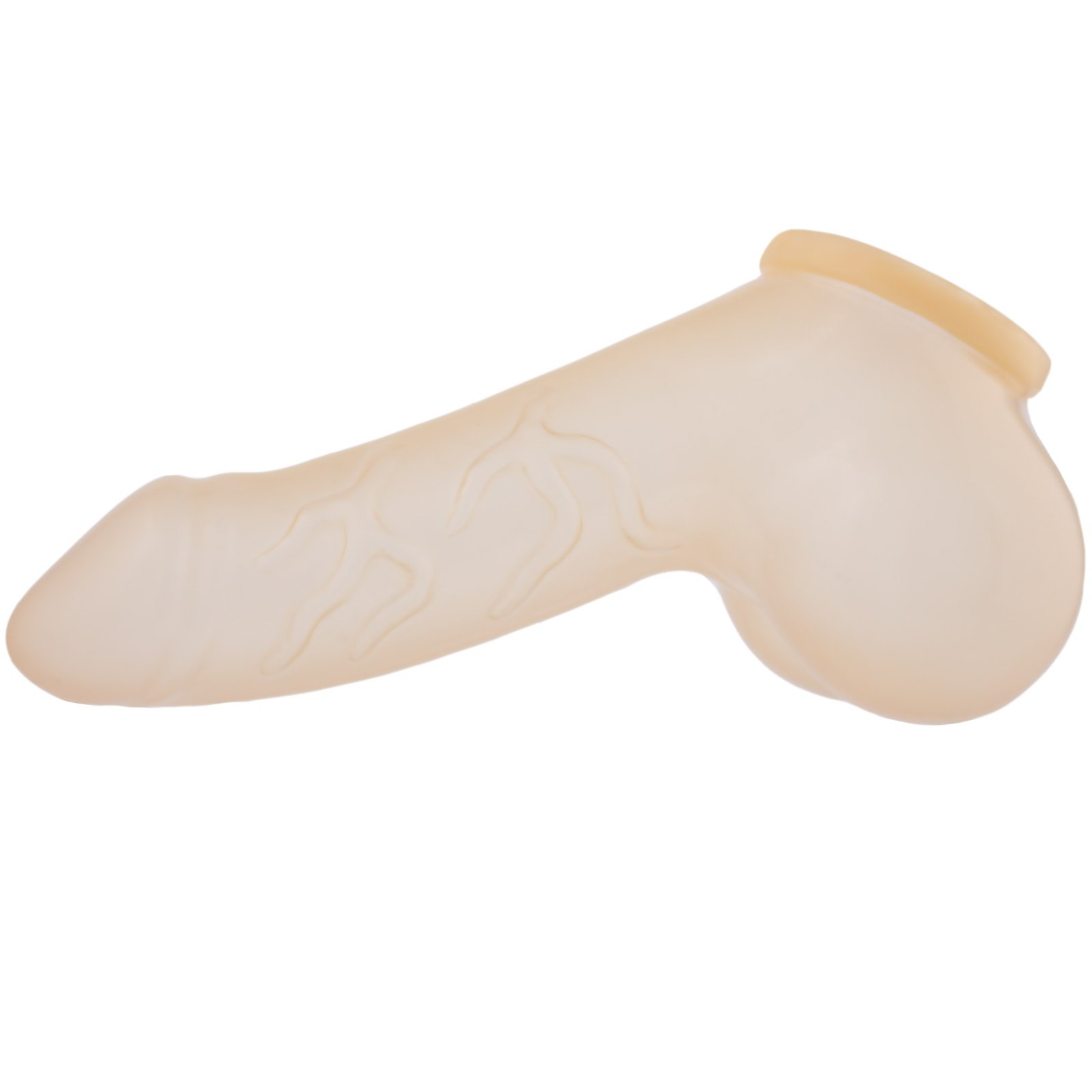 lattice guaina pene Danny semi trasparente Lunghezza del pozzo: 11,5 cm - Penis sleeve con scroto e glande marcato