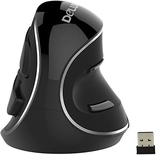 Delux M618 Plus Optical Ergonomic Vertical 2.4Ghz Wireless Mouse USB Gaming Mice 800/1200/1600 DPI 6 Buttons for PC Laptop Computer Desktop with Wrist Support