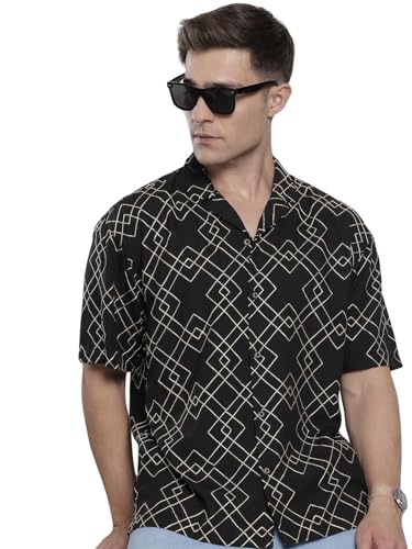 Chemise col cubain noire pour vos soirées d'été en terrasse taille S