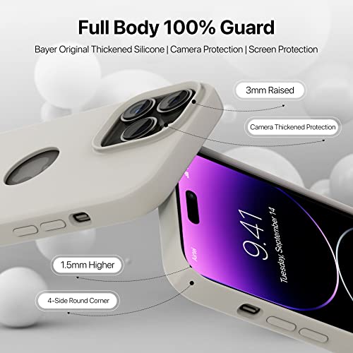 Image of Vaku Luxos Liquid Silicon Logo-Cut for iPhone 14 Pro Case Cover, Soft TPU, Shockproof, Scratch Resistant, 6 Feet Drop Protection, Compatible with iPhone 14 Pro Back Cover - Stone
