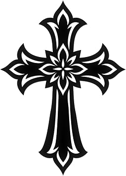 No Background - Waterproof Car Sticker Decal of Vintage Cross for Laptops, Water Bottles, Cars, Trucks, Wall Ideal Gift 2 Pcs Black, 8 x 11.2 |K15895BL