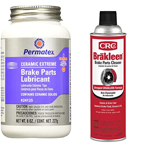 Permatex 24125 Ceramic Extreme Brake Parts Lubricant, 8 oz, Pack of 1 & CRC BRAKLEEN Brake Parts Cleaner - Non-Flammable -1lb 3 Oz (05089)