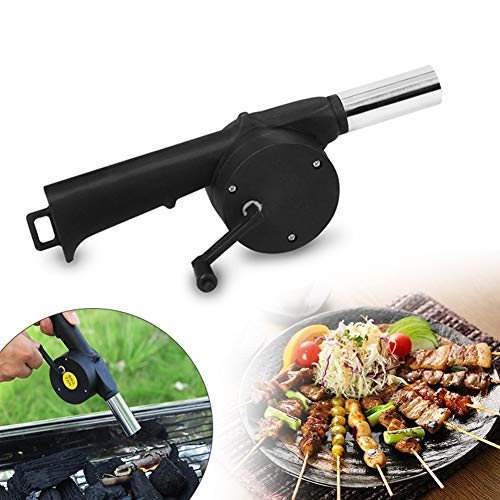 Ventilateur à air pour barbecue - Portable - Manuel - Manivelle - Soufflet à manivelle - Pour barbecue, camping, pique-nique - Noir