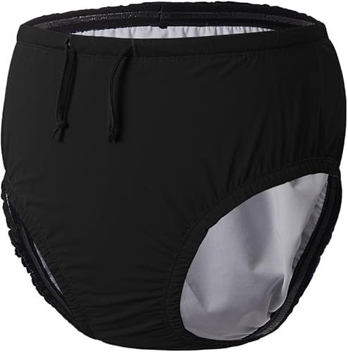 EEOST Pañales de natación reutilizables para jóvenes, para incontinencia, impermeables, a prueba de fugas, unisex (12-14T, negro)