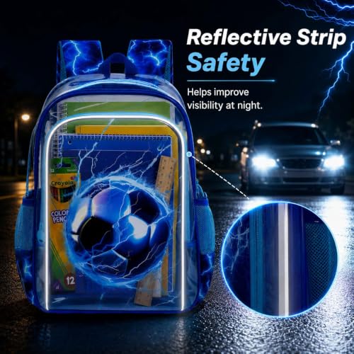 Image of KLFVB 3PCS Clear Backpack for Girls and Boys, Kids See Through Backpacks Stadium Approved, Transparent Bookbag for Elementary