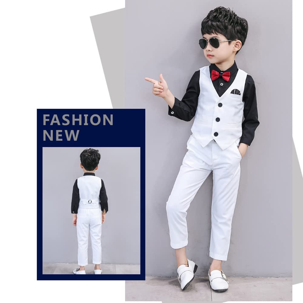 Traje para Niño Boda Ceremonia Conjunto, Blazer + Chaleco + Pantalones + Camisas + Pajarita 5 Piezas Traje de Ceremonia Trajes de Ajustado Traje Formal Ropa de Fiesta Boda