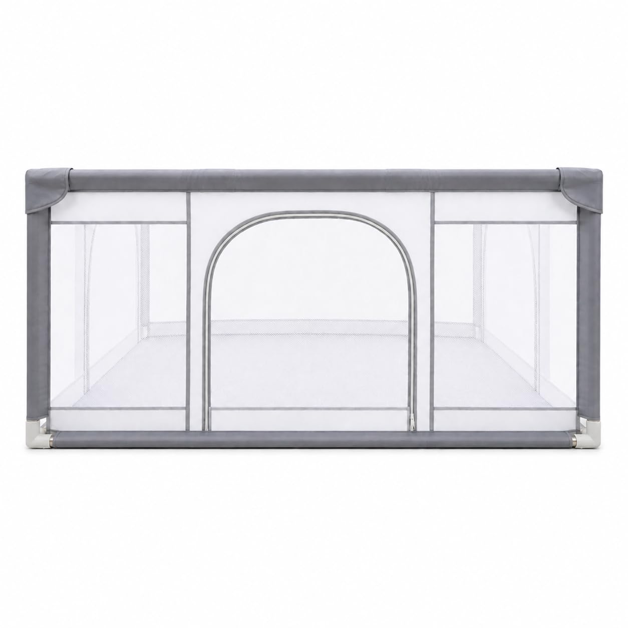 Kojec dziecięcy L - 120x120cm - Składany - Siatka oddychająca - Bezpieczny - Torba w zestawie - Szary