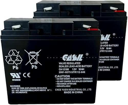 Casil Batería de repuesto de terminal F2 de 12 V 18 Ah compatible con panel de control de alarma de incendio Simplex 112-046, paquete de 2