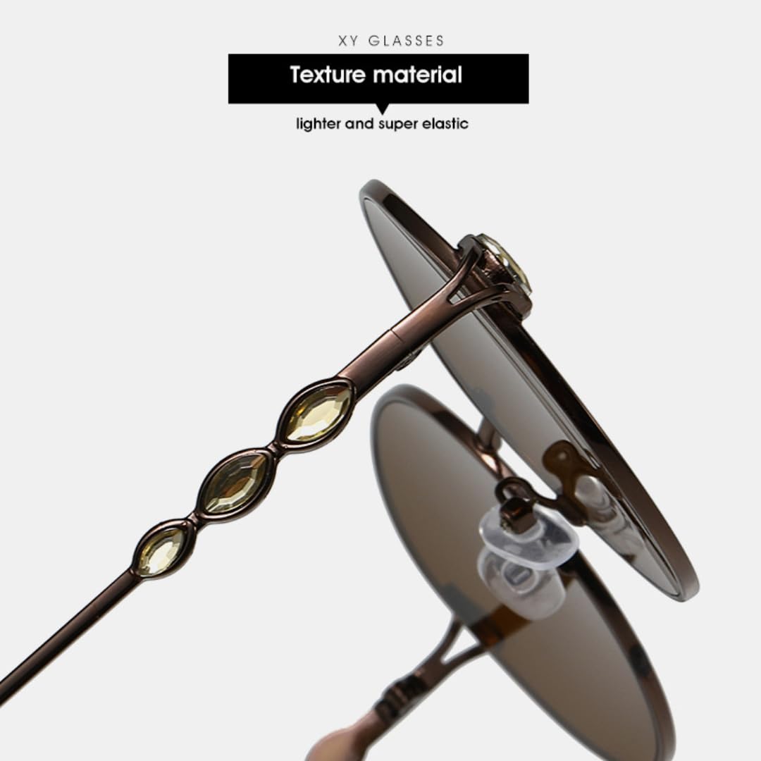 Occhiali da sole rotondi alla moda, montatura in metallo unisex