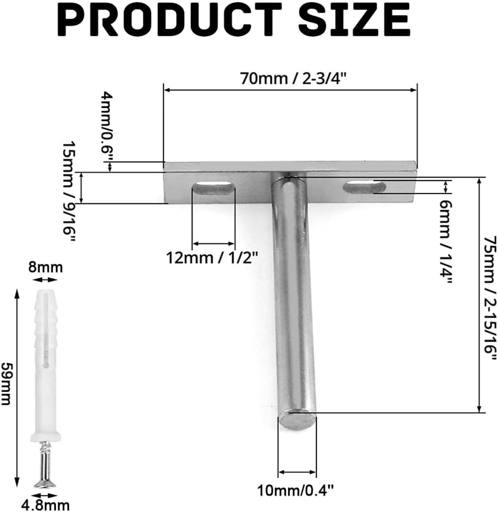 Floating Shelf Bracket Hidden Shelf Supports Brackets 4PCS Heavy Duty Concealed Blind Shelf Support Wall Mounted Brackets with Mounting Screws for Floating Wood Shelves (3 inch)