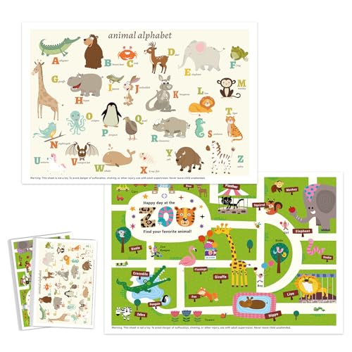 Image of Babebay Disposable Placemats for Baby, 60 Packs Disposable Stick-on Placemats Toddler Placemat for Restaurants, Dining Table, Party, Travel, 12" x 18" with 2 Designs