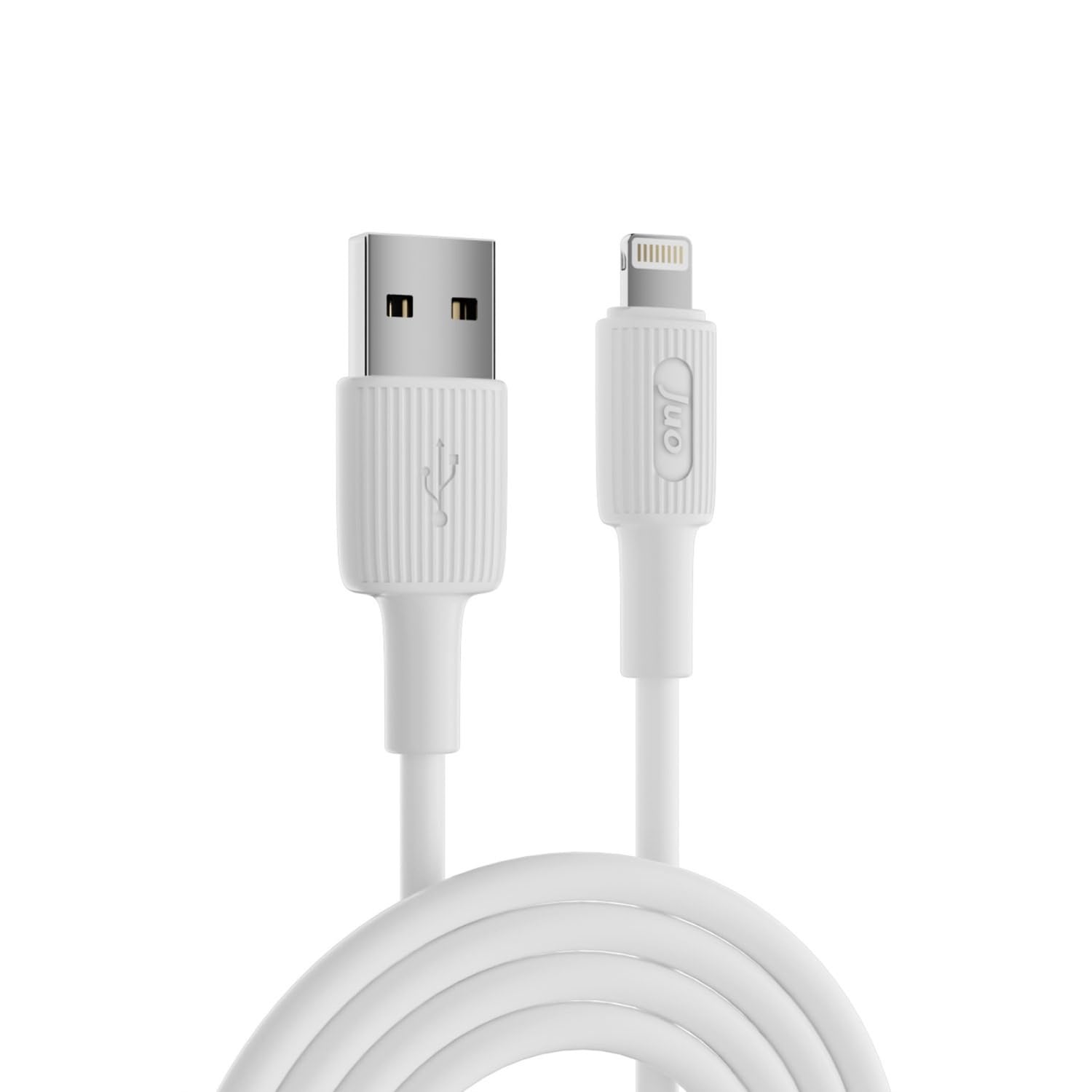 Juo 12W 2.4A USB-A to Lightning iPhone iPad ile Uyumlu Silikon Hızlı Şarj ve Data Kablosu Beyaz 1 Metre