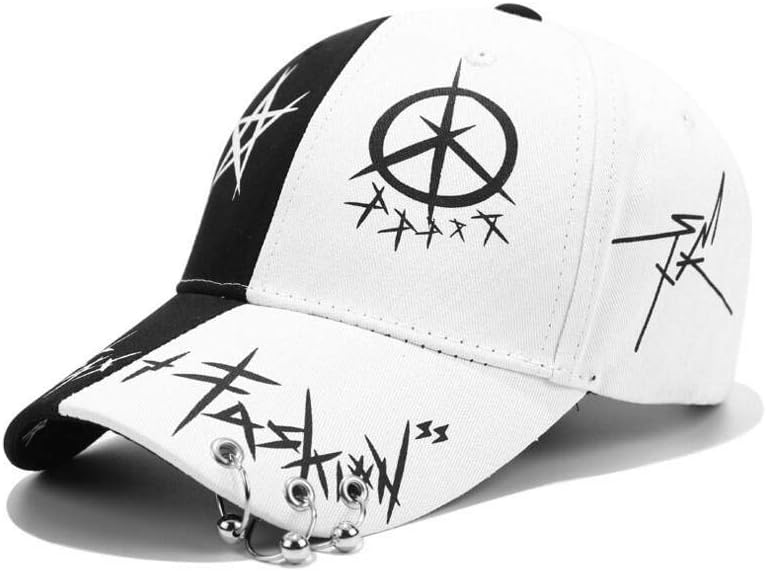 Unisex Graffiti Baseball Cap Hiphop Black White Hat Fashion for Men Women