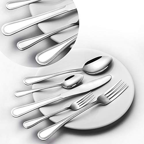Silverware Set, Elegant Life 40-Piece Stainless Steel Silverware Flatware Cutlery Set Service for 8, Knife Fork Spoon Flatware Set, Modern Design & Smooth Edge - Thumbnail 6