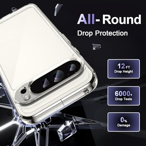 Image of Case for Google Pixel 9 Pro XL, Military Grade Drop Protection Phone Case, Yellowing Resistant, Anti-Scratch Hard PC Back, Shockproof Hard Ultra-Thin Protective Cover, Clear