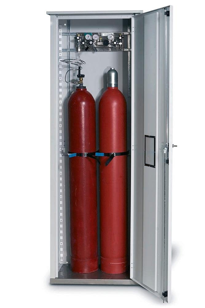 Armario para bombonas de gas a presión, para montaje Auáá, 2 ranuras para botellas F, 700 x 400 x 2150 mm, galvanizado + B