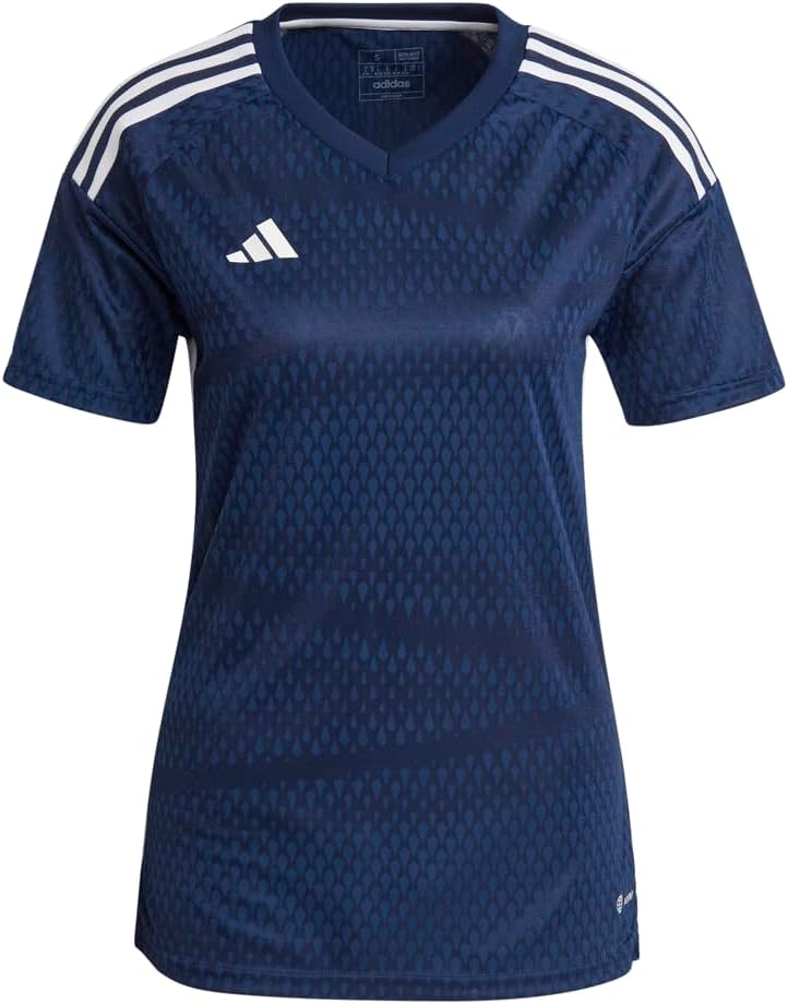 adidas Womens Tiro23 Competition Match V Neck Short Sleeve Jersey Soccer Cleats Breathable - Blue - Size L