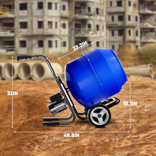 Dkenicor Cement Mixer 5.3 Cu.Ft. Portable Electric Drum Concrete Mixer, Heavy Duty Power Cement Mixing Machine for Mortar, Stucco and Fodder