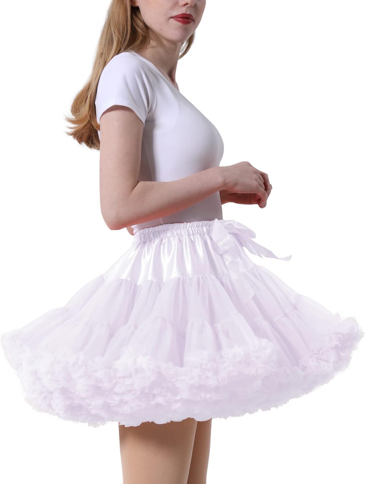 Petticoats for Women Tutu Skirts Elastic Waist Chiffon Princess Soft Ballet Dance Cosplay Lolita Fluffy Skirt