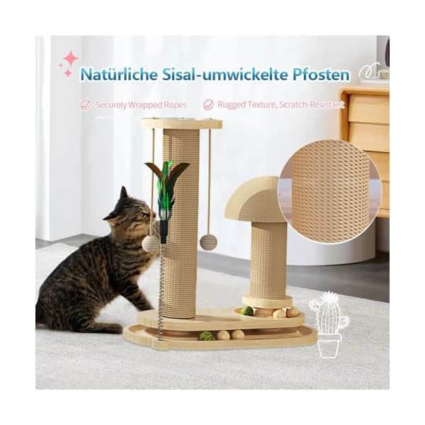 Anyingkai Interaktives Katzenspielzeug Aus Holz,4 in 1 Interaktives Katzenspielzeug,Hölzernes Katzenspielzeug,Holzkugel-Katzenkarussell,Intelligenzspielzeug für Katzen Holz,Wooden Cat Toy(1, A) – Bild 8