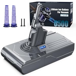 Replacement Battery for Dyson V8 - Morpilot 6500mAh Battery for Dyson V8 SV10 Compatible with V8 Animal V8 Absolute V8 Fluffy Vacuum Cleaner with 2 Pre-filters