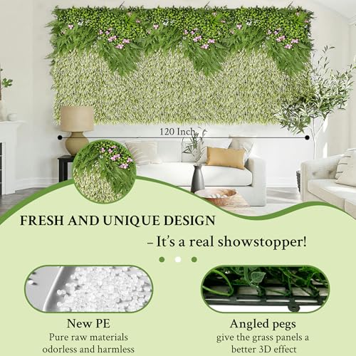 ODTORY Artificial Plant Wall Roll: 40"x120" UV-Anti Ivy Privacy Fence Screen Faux Greenery Panels Backdrop Boxwood Ivy Vine Leaf Hedge Fence for Indoor Outdoor Green Decor - Thumbnail 2