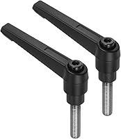 Vista 22 de uxcell 2 manijas de palanca de sujeción, M5 x 0.787 in, perno macho roscado de acero inoxidable 304, asas ajustables de bloqueo de trinquete