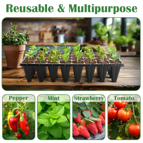 RooTrimmer 10 Pack 32 Cell Seed Starter Trays - Extra Deep 4.33" Plastic Nursery Trays, 20" x 10",Fits Standard 1020 Flats - Image 2
