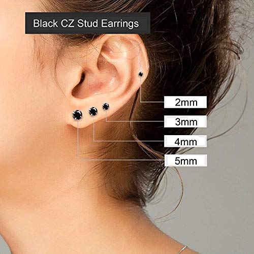 925 Silver CZ Stone Piercing Stud Earrings for Girl & Men