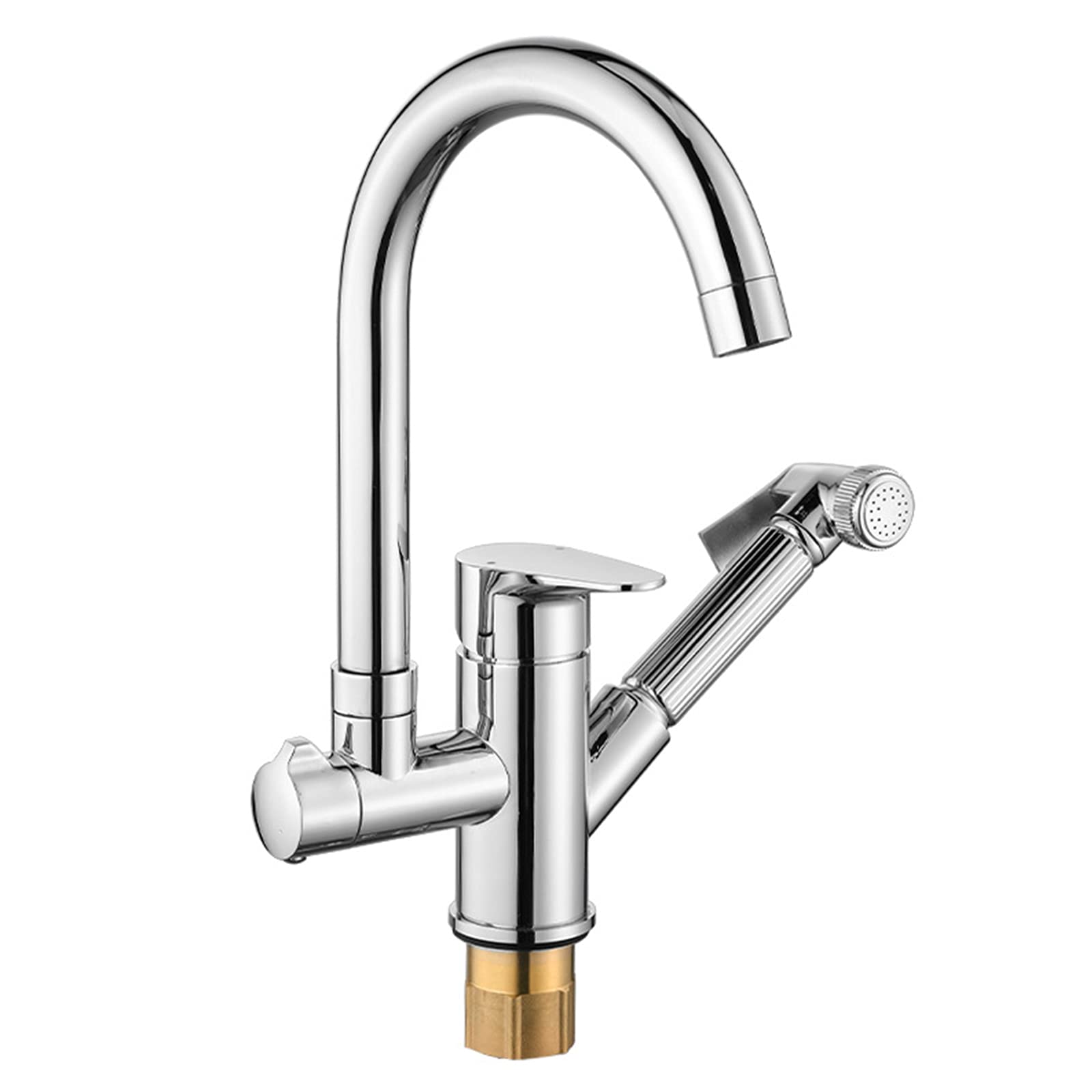 Robinet de cuisine en laiton haut arc finition chrome galv brillant pour évier design