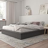 DHP Maven Platform, King Size Frame, Grey Linen Upholstered Beds,