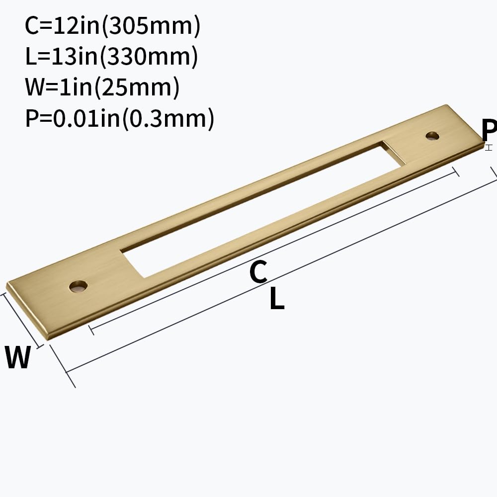 KHTUMEWARE-305BP Backplate, Brushed Brass, 330 mm Length, 5-Pack in Brushed Brass — KHTUMEWARE