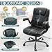 Leather Office Chair, PU Home Computer Desk Chairs with Ergonomic Back Support, 360°Swivel Free，Small Gmaing Chair with Wheels and Adjustable Armrests, for Short People Use, Black