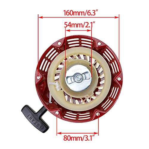 WOOSTAR Recoil Pull Starter Replacement for GX120 GX160 GX200 Generator 4HP 5.5HP 6.5HP Engine Lawn Mower Red - Image 3