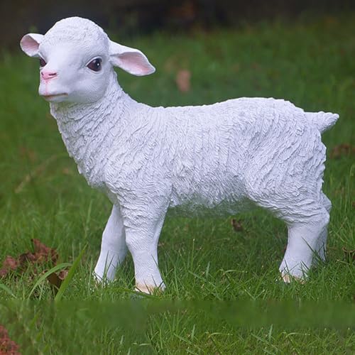 Fockety Sheep Statue, Hand Made Lifelike Resin Lamb Statue - Image 2