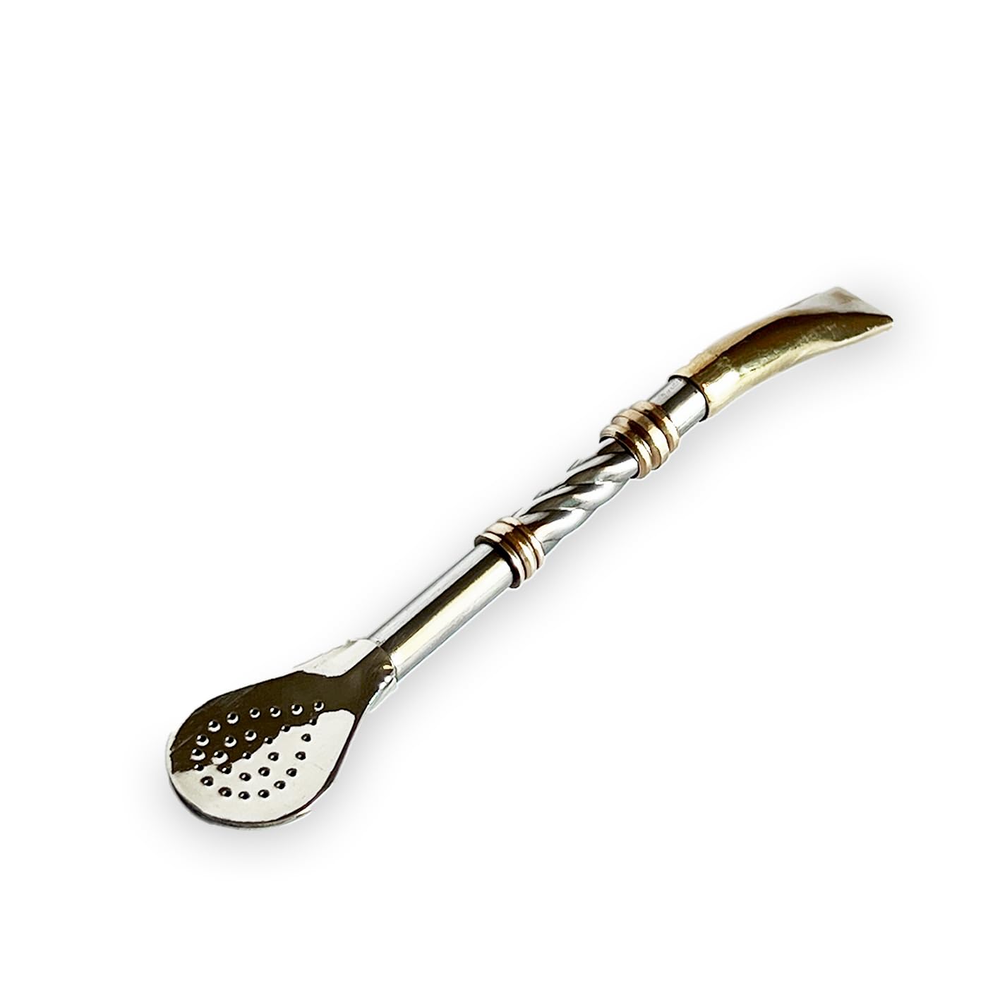 Bombilla Pico de Loro con detalles en Bronce, Bombillón para mate, Bombilla para mate de ALPACA, Bombillon Premium artesanal