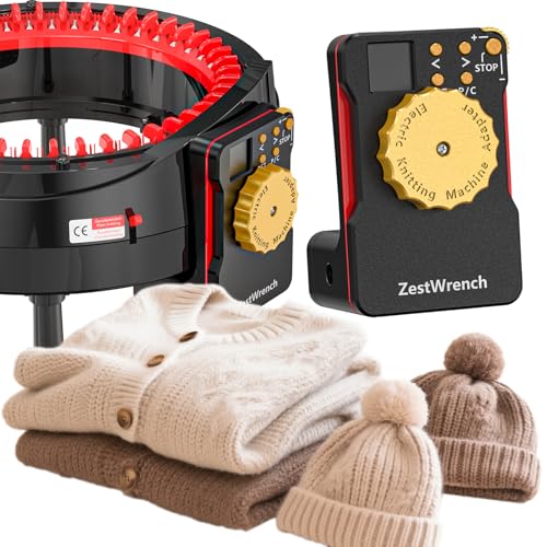 ZestWrench Elektrischer Strickmaschinen-Adapter für Addi-Strickmaschine 46, LCD-Panel und Reihenzähler, flacher/kreisförmiger Dual-Modus, Motorzubehör mit variabler Geschwindigkeit für die meisten