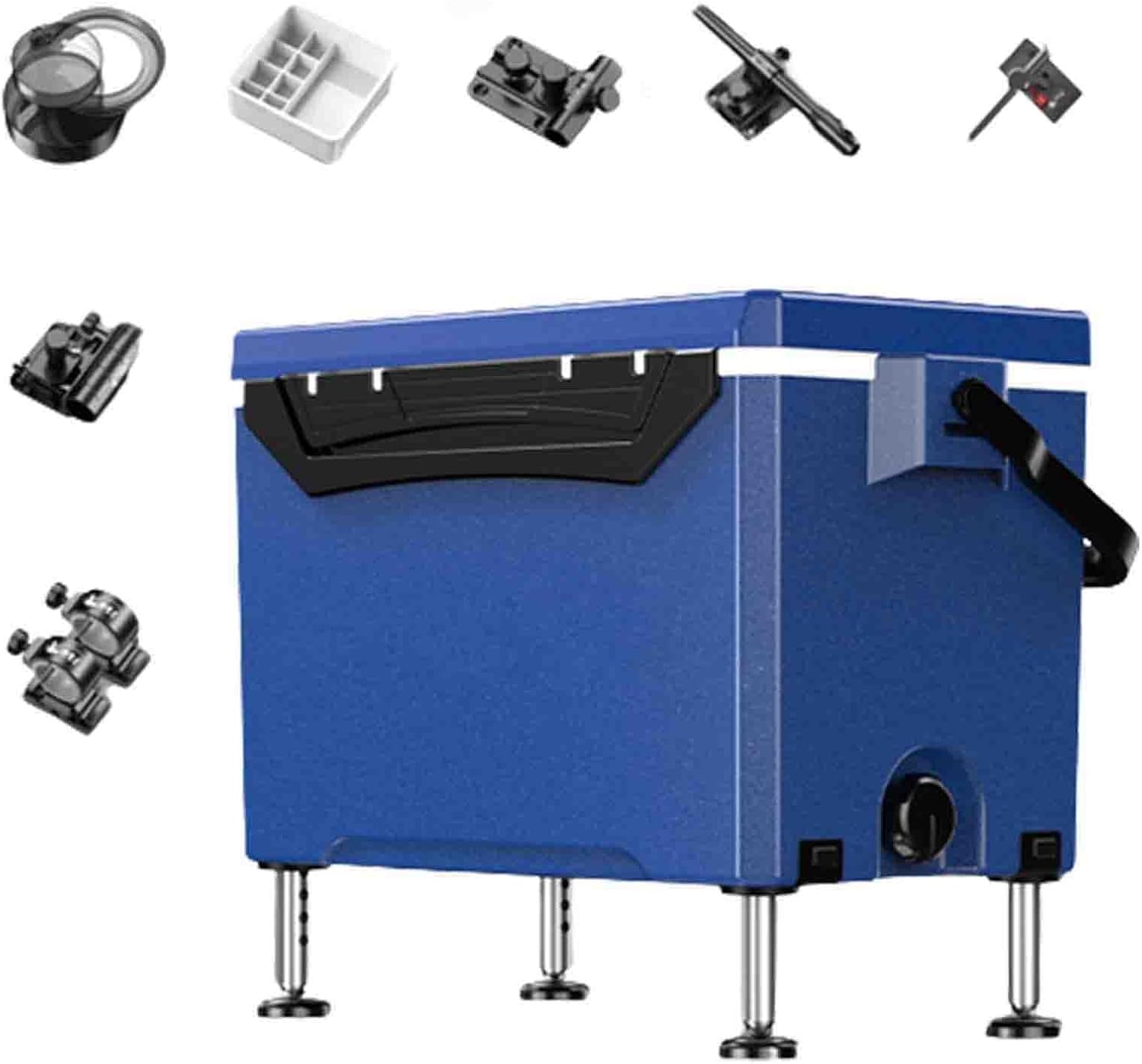 32 L Outdoor Fishing Crate Tackle Box, Portable and Sittable,Double Storage Layer for Fishing Gear