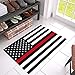 Indoor Door Mat American Firefighters Flag Non Slip Front Door Welcome Rugs,Respect USA Red Thin Line Stripe Flags Floor Entrance Doormats for Kitchen Bathroom Living Room Entry Decor 24x16 in