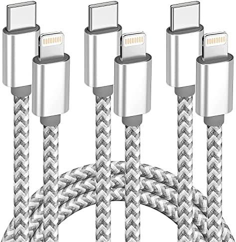 iPhone Charger [Apple MFi Certified] USB C to Lightning Cable 3Pack 6 FT iPhone Fast Charger Type C to Lightning Cable Nylon Braided iPhone Cord for iPhone 13 12 11 Pro Max Xr Xs 8 7 6 Plus and More