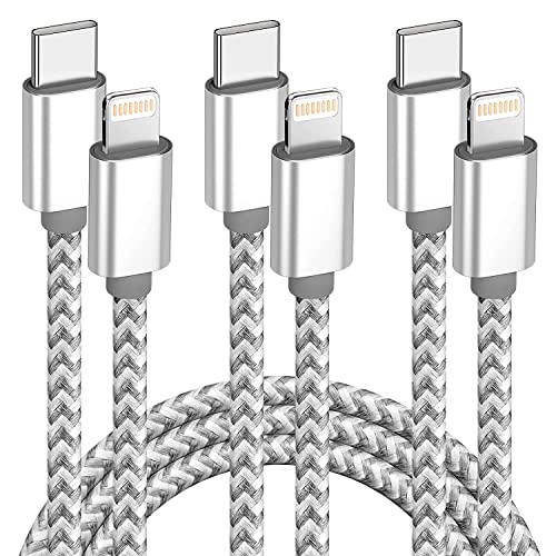 MenoSupp - iPhone Charger [Apple MFi Certified] USB C to Lightning Cable 3Pack 6 FT iPhone Fast Charger Type C to Lightning Cable Nylon Braided iPhone Cord for iPhone 13 12 11 Pro Max Xr Xs 8 7 6 Plus and More