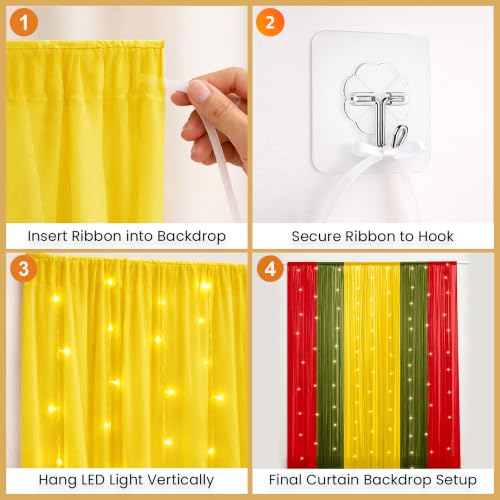 Image of SpecialYou Ganpati Decoration Setup for Home with Yellow, Green & Red (7 * 3.5ft) Backdrop Cloth for Decorations Pooja, Varalakshmi Pooja Decoration Items, Mandir Decorations Items for Home- 11Pcs